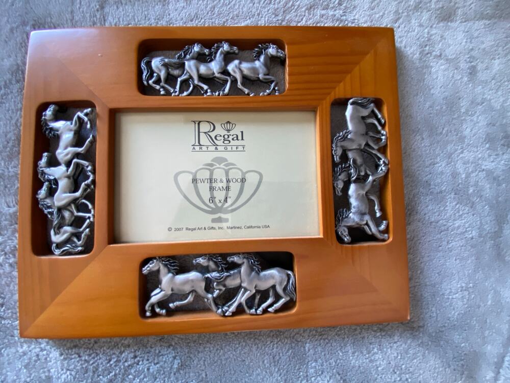 Regal Art & Gift Pewter and Wood Horses Photo Frame